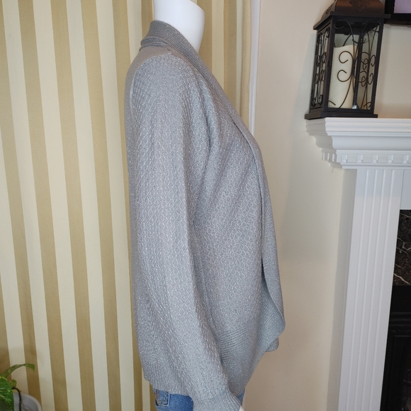 SAG HARBOR METALLIC TWINSET CARDIGAN, GREY MP - Picture 3 of 6